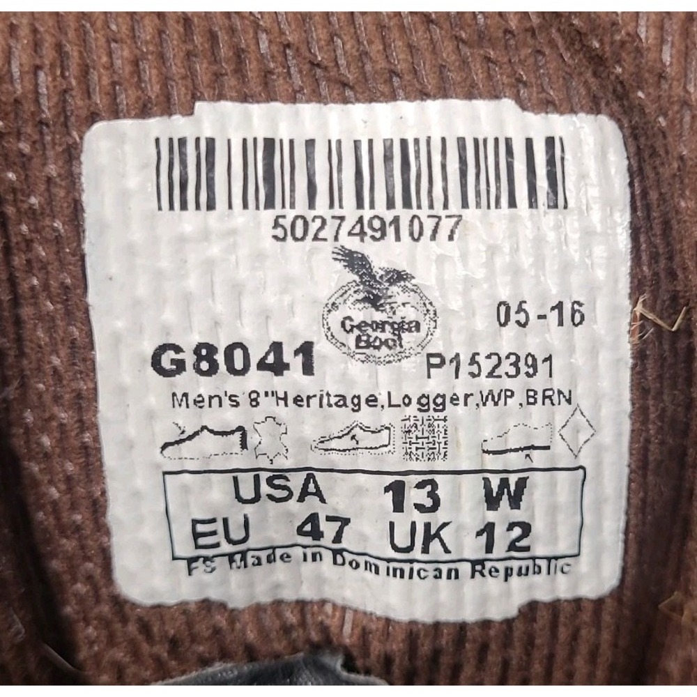 GEORGIA BOOT LACE-TO-TOE WATERPROOF WORK BOOTS G8041 US 13 W - Picture 15 of 15